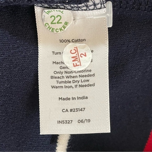 Talbots Short Sleeve Tee Shirt Dress Red White Blue Stripe Below Knee XS - Picture 8 of 9